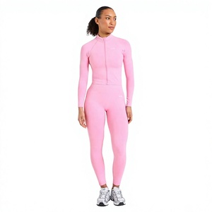 Yoga <b>Jumpsuit</b> Women Seamless Sports Zipper <b>Jumpsuit</b> Set Gym Long Sleeve Fitness Suit Elastic Gym <b>Workout</b> Bodysuit Athletic Wear - Product Image 1