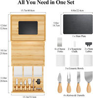 Extra groot 33,7x15,7 inch draagbaar charcuterieplank cadeauset 100% bamboe kaasplank met roestvrijstalen mes