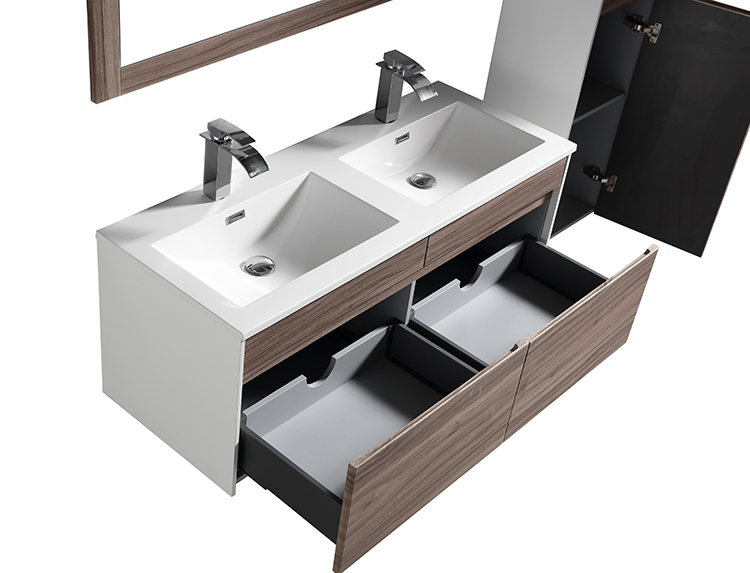 Wholesale hotel double basin design modern MDF bathroom vanity cabinet