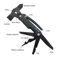 Kit d'outils de survie, marteau à tête sphérique avec poignée en aluminium, pince multifonctionnelle, mini-marteau 12 en 1 avec verrouillage automatique, personnalisable OEM