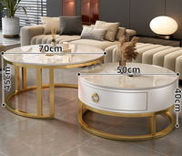 Ensemble de table à café et à thé en métal pour les petites maisons - Meubles de salon modernes minimalistes de luxe léger
