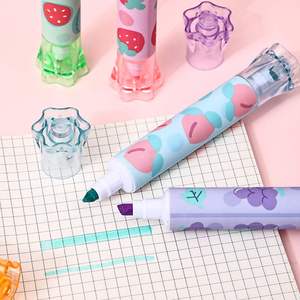 ปากกาไฮไลท์หัวตัด 6 ชิ้น ลายผลไม้น่ารัก สีพาสเทล สำหรับจดบันทึก โปรโมชั่นพิเศษ - Product Image 3