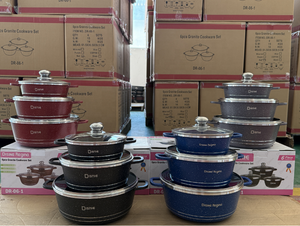 Juego de Utensilios de Cocina de <span class=keywords><strong>Granito</strong></span> de Alta Calidad al Por Mayor, Batería de Cocina con Ollas para Sopa y Caldo, 6 Piezas de Aluminio y <span class=keywords><strong>Granito</strong></span> - Product Image 1
