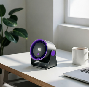 Ventilateur portable USB-C de bureau, 1200 mAh, rechargeable, avec affichage numérique, en plastique léger, suspendable, inclinable, réglable Lfd-02 Lfd-02 - Product Image 2