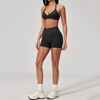 Ensemble de yoga sans couture en gros : soutiens-gorge tour de cou, shorts rehausseurs de hanches, ensemble d'entraînement Pilates pour femmes
