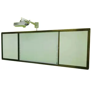 OEM size low MOQ training school teaching furniture magnetic sliding 4pcs panel whiteboard green board for electrical board use
