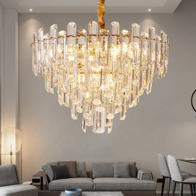 Contemporary Crystal Chandelier Drop Clear LED Crystal Chandelier for living Room Lighting
