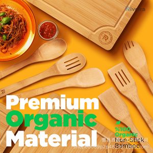 Wooden Cutting Board Set With Utensils 10 Piece <b>Kitchen</b> Tool Set For Cooking And Food Prep - Product Image 1