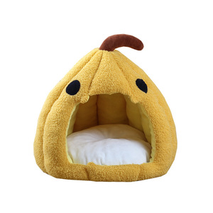 Halloween Pumpkin Cat House Plush Round Pet <b>Bed</b> Warm Cozy For Cats All Seasons - Product Image 4