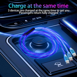 Câble de charge multi-usage 3 <span class=keywords><strong>en</strong></span> 1 avec logo <span class=keywords><strong>en</strong></span> gros, type C, lumineux, LED, lumière fluide, USB-C, charge rapide pour ordinateur, imprimante - Product Image 6