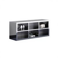 Armoire à casiers à 2 niveaux en acier inoxydable 304 avec 6 compartiments et tabouret à chaussures intégré |   Salles blanches et laboratoires