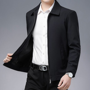 <strong>Men's</strong> High Quality Loose Fitting <strong>Jacket</strong> for Spring and Autumn Middle Aged Lapel Casual Top Coated <strong>Canvas</strong> Fabric - Product Image 3