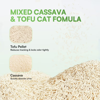 Litière pour chat végétale en mélange de cassave et de tofu, agglomération rapide, charbon actif, faible poussière, jetable dans les toilettes, biodégradable