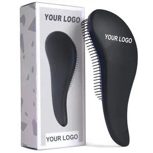 Beauty Salon Matt black Combs Care Brush Wheat Straw Private Label Straight Head Massager Scalp Hair Straightener Comb