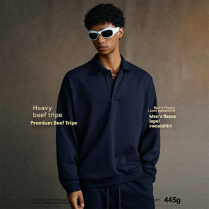 <span class=keywords><strong>Polo</strong></span> da uomo in pile di cotone 100% tinta unita stile americano a maniche lunghe ampia <span class=keywords><strong>Polo</strong></span> da uomo traspirante Casual - Product Image 3