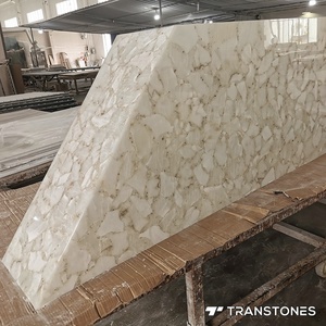 Alabaster Onyx slab mờ tường Bảng điều khiển Đá Bóng kết thúc trang trí trắng pha lê slab cho Bar Top - Product Image 5