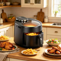 Anbolife 5L Penggorengan Udara Tanpa Bilah 1500W Digital Touch Airfryer, Struktur Kipas Belakang, Jendela Transparan Atas Besar, OEM