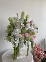 Grande boule de fleurs artificielle pour centre de table de mariage, en soie de haute qualité, blanche et verte, fleurs artificielles pour mariage.
