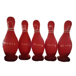 Máquina de bolos inflable divertida HI y bola roja de bolos inflable divertida con carrera de tobogán para niños y adultos