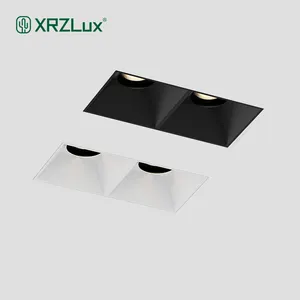 XRZLux çift kafaları kare gömme LED spot 16W 20W 30W ayarlanabilir Trimless Led COB downlight ev otel tavan ışıkları