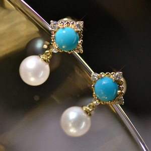 Orecchini Pendenti Vintage a Forma di Rombo Simil-Perla per Donne, Orecchini Geometrici Piccoli per Uso Quotidiano e Feste, Gioielli alla Moda - Product Image 2
