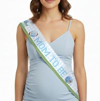Fußball-Mama-in-Warteschluss-Schärpe Blau für Jungen-Babyparty-Dekorationen, Fußball-Themen-Schwangerschaftsschärpe für frischgebackene Mütter, Neugeborenen-Party-Zubehör