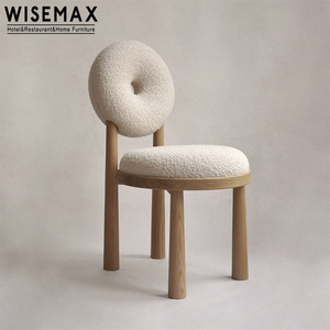 Silla de ocio con patas de madera maciza para sala de estar, respaldo de donut, diseño de tela de felpa, para comedor, venta al por mayor - Product Image 4