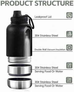 Custom Logo 32oz Durable Stainless Steel 3-in-1 Portable Pet Feeder Outdoor Travel Bowl Insulated <b>Dog</b> <b>Water</b> <b>Bottle</b> Leak Proof - Product Image 3