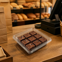 Boîte à gâteau transparente en PET de qualité alimentaire, recyclable, avec couvercle côtelé pour présentation de sushis et de gelées - Personnalisation OEM pour boulangeries, cafés et plats à emporter
