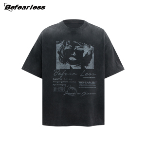 Camiseta Personalizada Estilo Americano Retro Vintage, Lavada y Estampada, Venta al Por Mayor, 260 Gramos, Manga Corta, 100% Algodón, Corte Holgado - Product Image 2