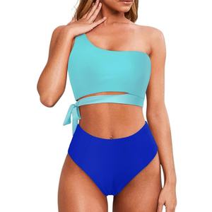 Service OEM 2023 Guangzhou Outpace Maillot de bain 2 pièces sexy style chaîne imprimé floral push-up coupe haute séchage rapide - Product Image 4