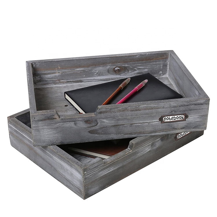 Набор из 2 лотков для документов для офисного стола из песочного дерева