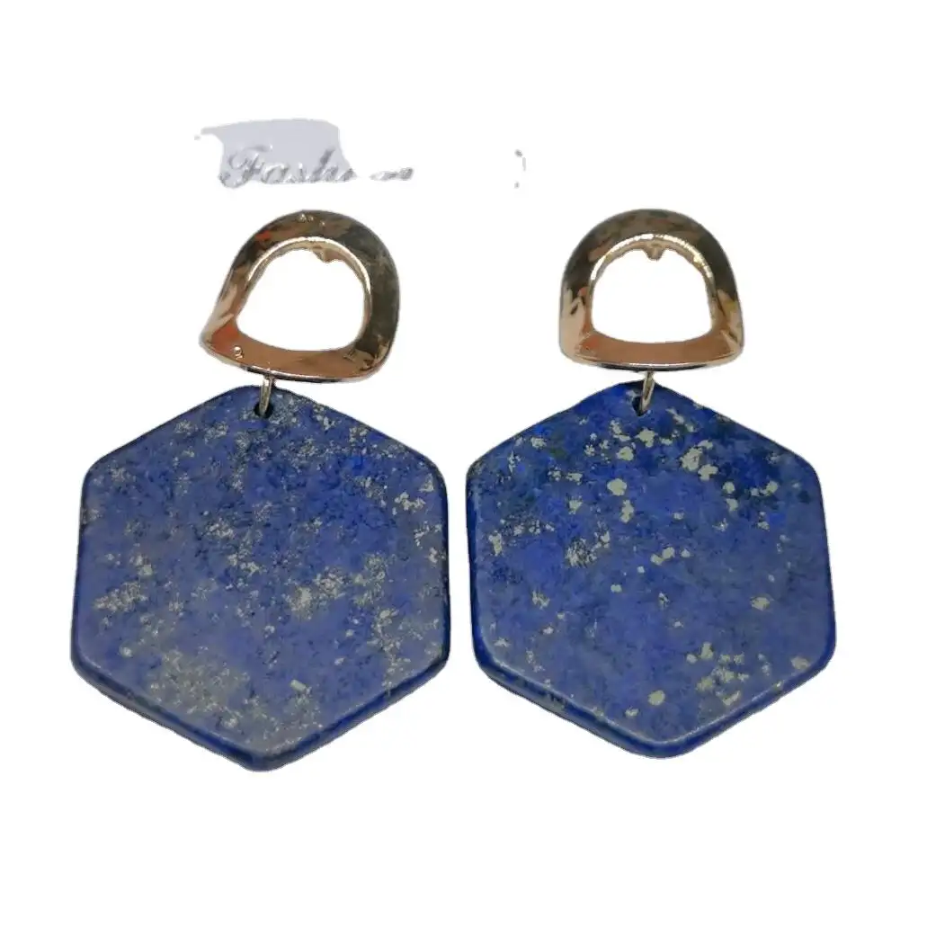 Mode Quatzy Kristall Stein Ohrringe Geometrie Stilvolle sechseckige Rhomb Edelstein Drop Dangle Stein Ohrringe für Frauen Mädchen Geschenk