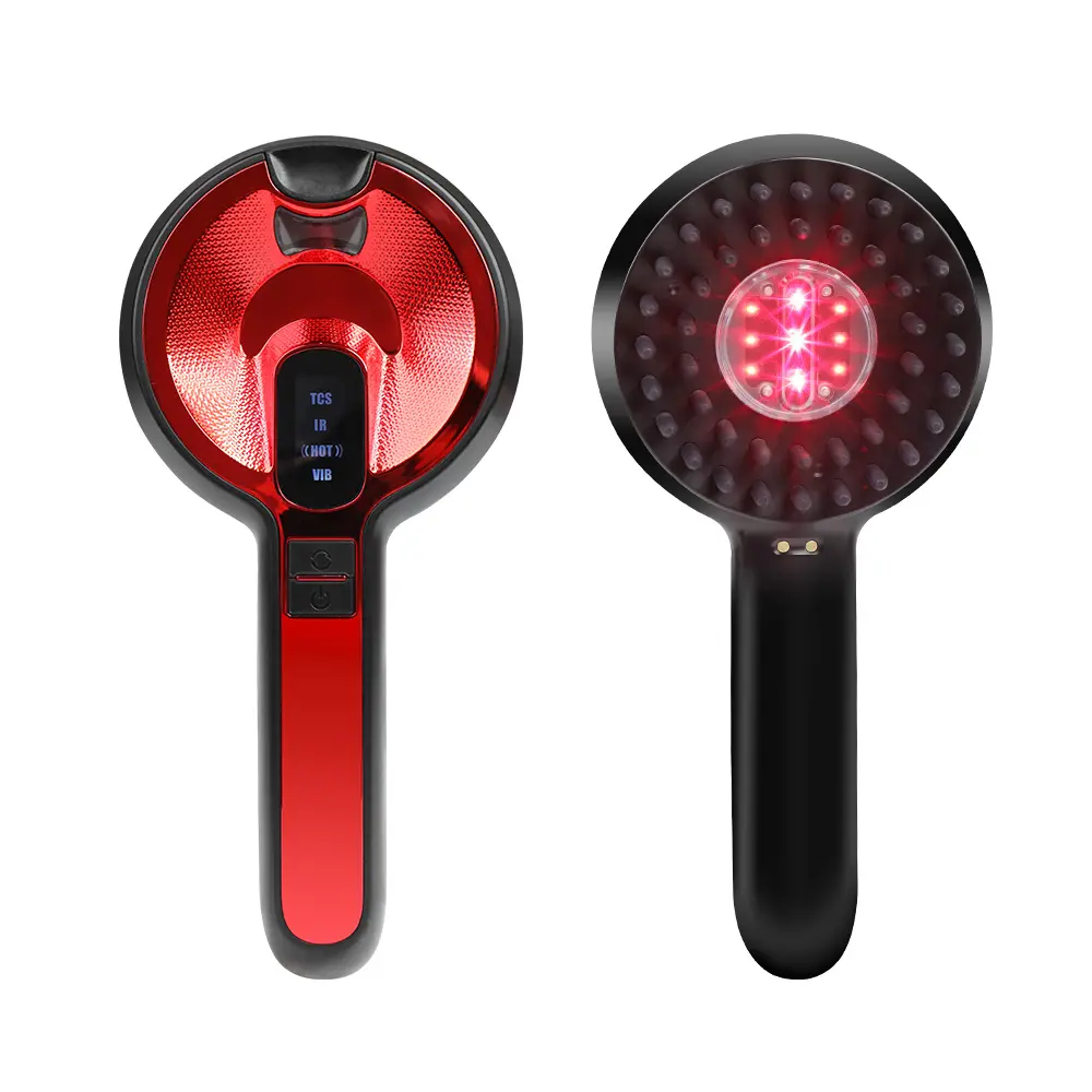 Personable Red Hand-held Household Light Wave Care Comb Laser Hair Growth Comb Multifunction Massage Comb