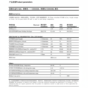 Granules en plastique crus de résistance à haute impression de particules blanches brutes de résine d'ABS de Vierge granule blanc réutilisé d'ABS pour des pièces électriques - Product Image 1