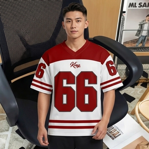 Camiseta de Fútbol de Entrenamiento con Uniforme de Equipo de Verano, Cuello en V, Manga Corta, Camiseta de Fútbol Retro, Camisetas para Hombre - Product Image 4