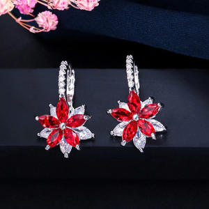 Pendientes de Plata 925 con Cristales y Circonitas, Diseño de Flor, para Mujer, Joyería Romántica para Fiestas - Product Image 6