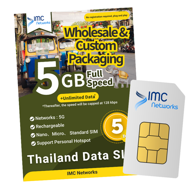 Wholesale Thailand Global Mobile Data Connectivity 3-in-1 Physical SIM Card Custom Package 4G 5G Travel ESIM Unlimited Data