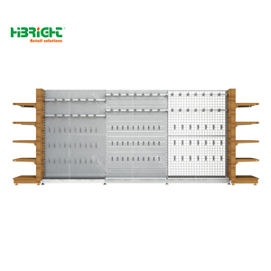 Highbright Modular Multi-Type Back Panel Wood Frame Supermarket Wall Display Shelving Solution - Product Image 1