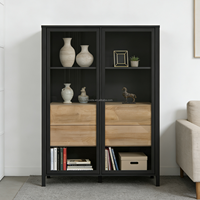 Armoire moderne de luxe en bois à double porte, 4 tiroirs, gain de place, grande capacité, pour salon, chambre, bar à domicile, hôpital, villa, hôtel