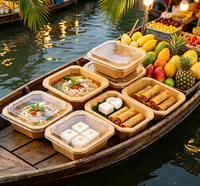 Boîte en papier kraft carrée jetable en gros, résistante à l'eau et à l'huile, pour salades, pique-niques, camping et restaurants