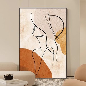 Peinture abstraite de portrait sur toile, encadrée dans un cadre en alliage d'aluminium, pièce unique, art mural à suspendre pour salon, fond de canapé - Product Image 1