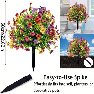 Bouquet de fleurs artificielles Good Time, couleurs mélangées, décoration extérieure, fleurs en soie, piquet de plante, décoration de jardin - Product Image 4