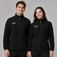 Jaket Polar Fleece 360g Full Zip Kerah Tegak Couple Matching Logo Custom Tahan Angin Musim Dingin Outdoor Kasual 8 Warna