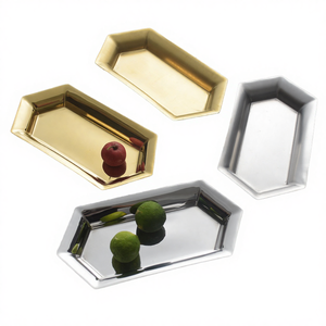 Eudine Nordic INS Durable Irregular 304 Stainless Steel Plant Pattern Towel Dish Fruit <b>Plate</b> Snack Storage Tray for Camping - Product Image 4