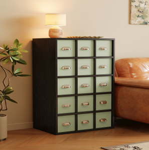 Mueble de Almacenamiento Moderno con Marco Negro y Cajones Verdes para Sala de Estar - Product Image 3