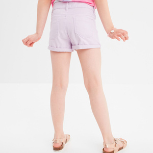 Shorts légers d'été en turquoise pour filles, tissu en coton-polyester à séchage rapide, parfaits pour les vacances à la plage et les activités de plein air - Product Image 4