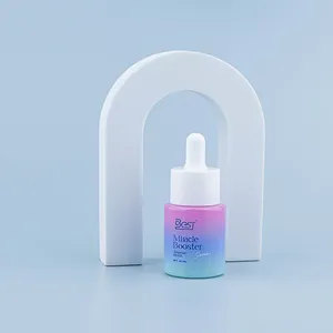 Emballage cosmétique dégradé 3 couleurs 20 ml Flacons en verre pour sérum et huile avec compte-gouttes blanc - Product Image 1