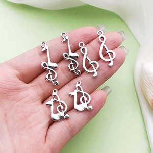 Antique Silver Alloy Musical <b>Note</b> Pendants Mixed Shapes For Earring Making DIY Jewelry Accessories Zinc Alloy Plated - Product Image 2