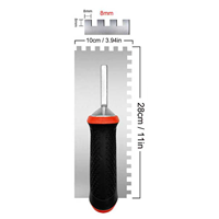 Truelle à carrelage carrée de qualité industrielle, dents carrées 8x8mm, acier inoxydable, poignée en caoutchouc antidérapante, texture ergonomique